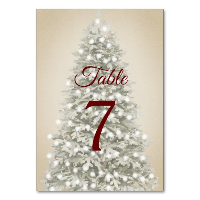 Tarjeta De Mesa Árbol de navidad acuarela en Boda Kraft (Anverso)