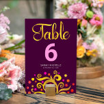 Tarjeta De Mesa Árbol de Relieve metalizado dorado Mitzvah de Bat<br><div class="desc">Ningún fiesta de Bat Mitzvah está completo sin tarjetas de número de tabla personalizadas. Que tu favorita Bat Mitzvah esté orgullosa, se regocije y celebre su hito en su fiesta perfectamente coordinada. Este sofisticado, moda, impresionante y abstracto árbol de Relieve metalizado dorado falso con una estrella de David rosa brillante,...</div>