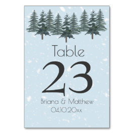 Tarjeta De Mesa Árboles de pino de hoja perenne de invierno