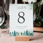 Tarjeta De Mesa Árboles de pinos de los bosques de invierno | Boda<br><div class="desc">Árboles de pinos de los bosques de invierno | Tarjeta de número de tabla Boda personalizada. (1) Por favor, personalizar esta plantilla uno por uno (por ejemplo, del número 1 al xx) , y añada cada tarjeta de número por separado a su carrito. (2) Para una mayor personalización, haga clic...</div>