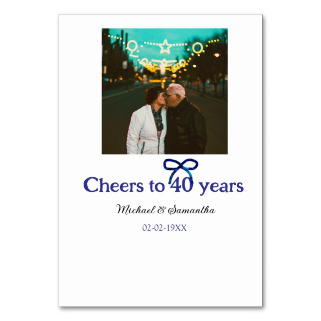 Tarjeta De Mesa Arco azul g felicitaciones por 40 años de aniversa (Anverso)