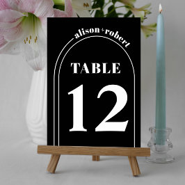 Tarjeta De Mesa Arco blanco y boda minimalista negro de tipografía