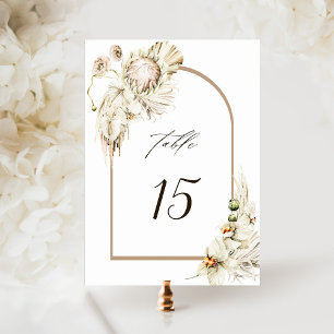 Tarjeta De Mesa Arco Boda Floral Boho Protea Pampas