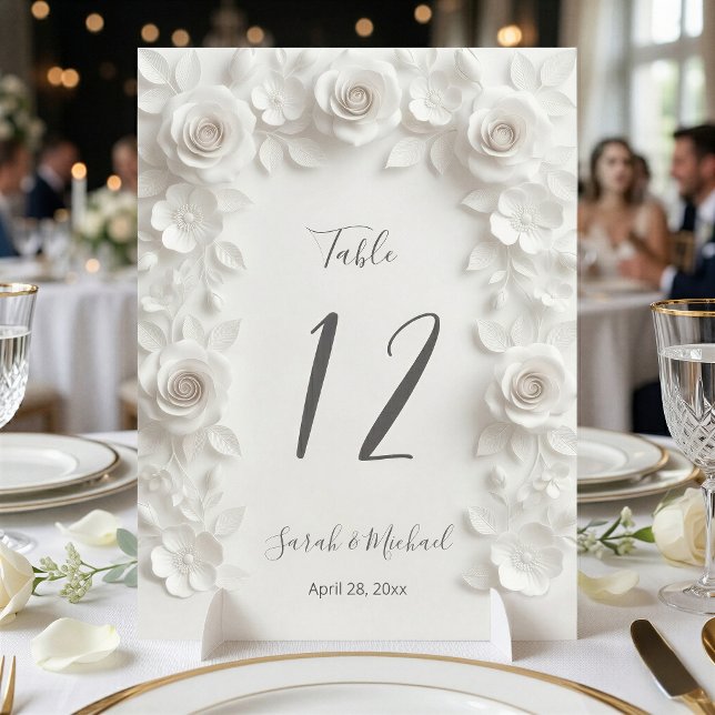 Tarjeta De Mesa Arco de boda de flores esculpidas blancas   (Subido por el creador)