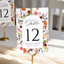Tarjeta De Mesa Arco de boda de flores silvestres en acuarela colo