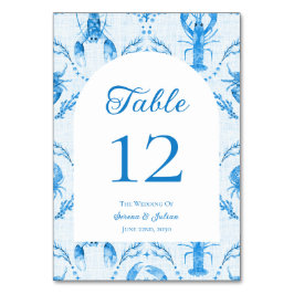 Tarjeta De Mesa Arco de boda Ogee de langosta cangrejo acuarela az