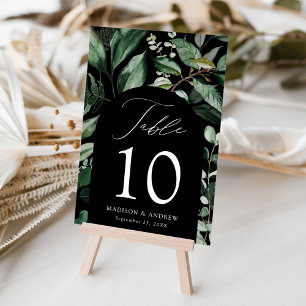 Tarjeta De Mesa Arco de Verde Abundante Negro Boda Personalizada