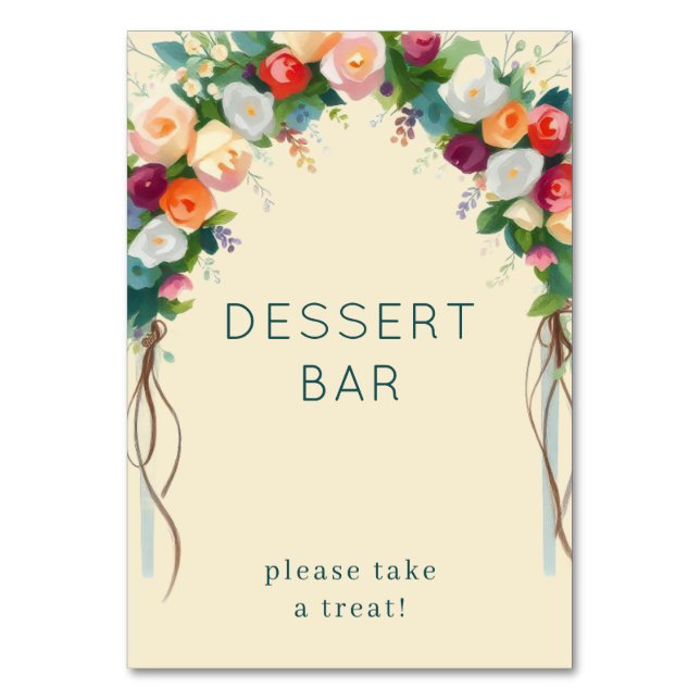 Tarjeta De Mesa Arco Floral de Crema Alegre (Anverso)