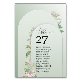 Tarjeta De Mesa Arco rústico polvoriento hojas verdes rubio floral