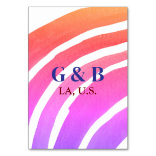 Tarjeta De Mesa Arcoiris amarillo rosa añaden nombre de pareja ciu