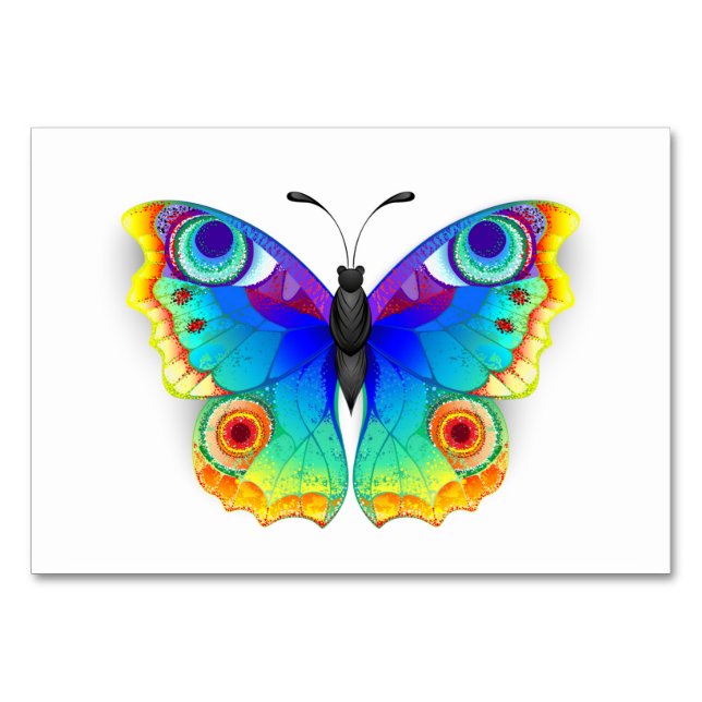 Tarjeta De Mesa Arcoiris mariposa Peacock Eye (Anverso)
