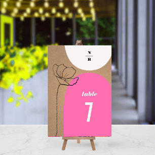 Tarjeta De Mesa Arcos florales Boda monograma rosa