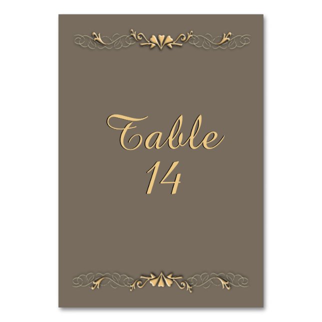 Tarjeta De Mesa Arenisca y Mesa Número de Oro (Reverso)