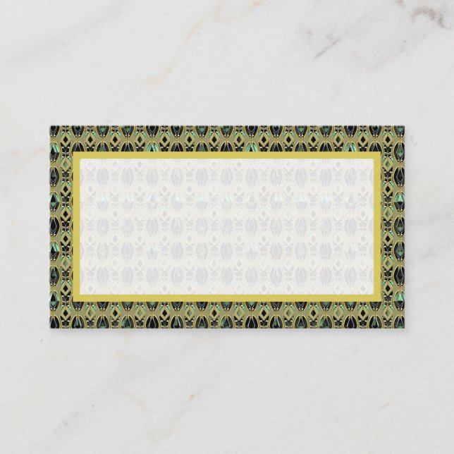 Tarjeta De Mesa Art Deco de Esmeralda y Oro (Anverso)
