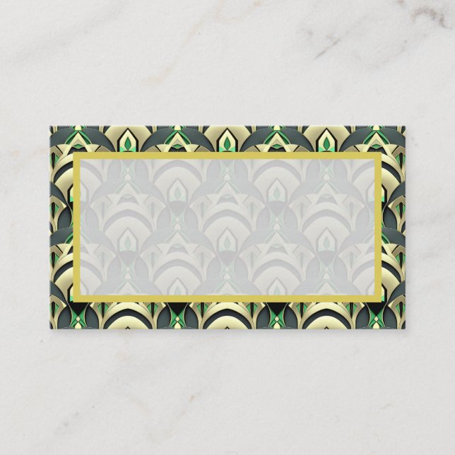 Tarjeta De Mesa Art Deco de Esmeralda y Oro (Anverso)