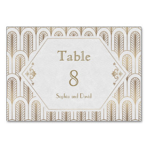 Tarjeta De Mesa Art Decó Gran Gatsby Blanco Boda Número de tabla