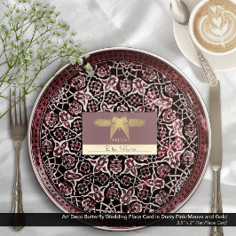 Tarjeta De Mesa Art Deco Mariposa Boda Oro antiguo Rosa