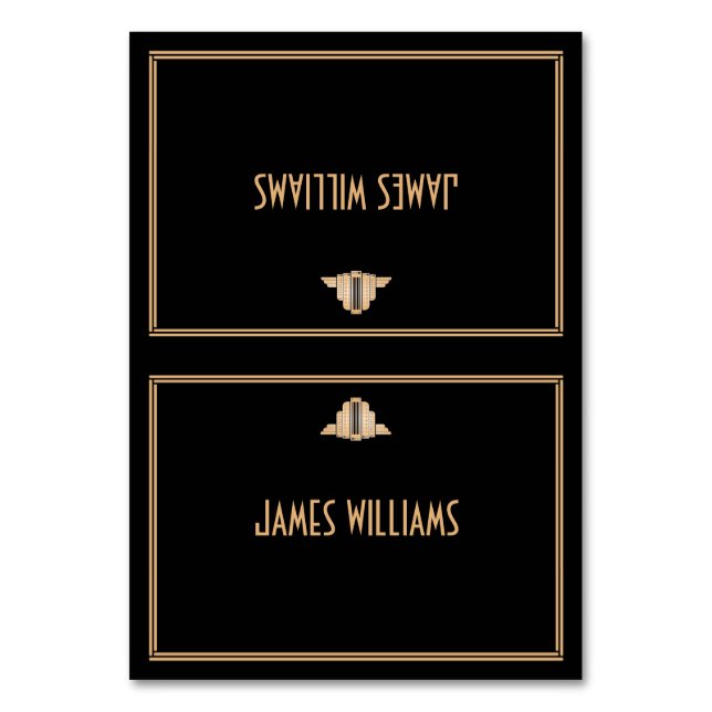 Tarjeta De Mesa Art Deco Negro Gran Gatsby Place Setting Cards (Anverso)