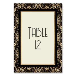 Tarjeta De Mesa Art Deco Nouveau Elegante Boda de Oro Blanco Negro