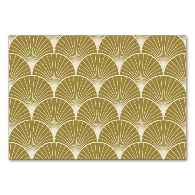 Tarjeta De Mesa Art deco, vieira, patrón, oro, blanco, plata, moda (Anverso)