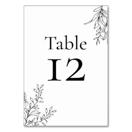 Tarjeta De Mesa Arte de boda minimalista en línea negro y blanco