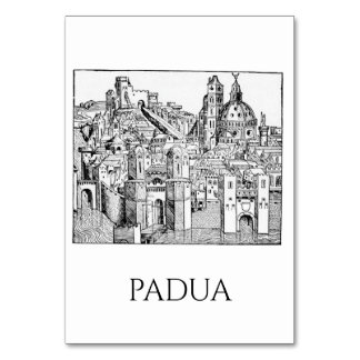 Tarjeta De Mesa Arte de línea del paisaje urbano medieval minimali
