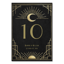 Tarjeta De Mesa Arte deco celestial negro y dorado