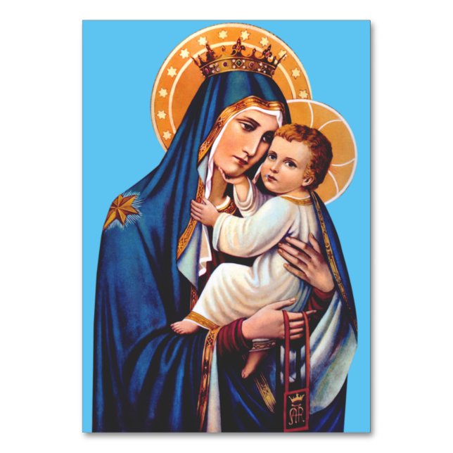 Tarjeta De Mesa Arte Devocional de Nuestra Señora del Monte Carmel (Anverso)