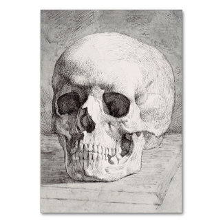 Tarjeta De Mesa Arte gráfico de cráneo: diseño de tinta minimalist