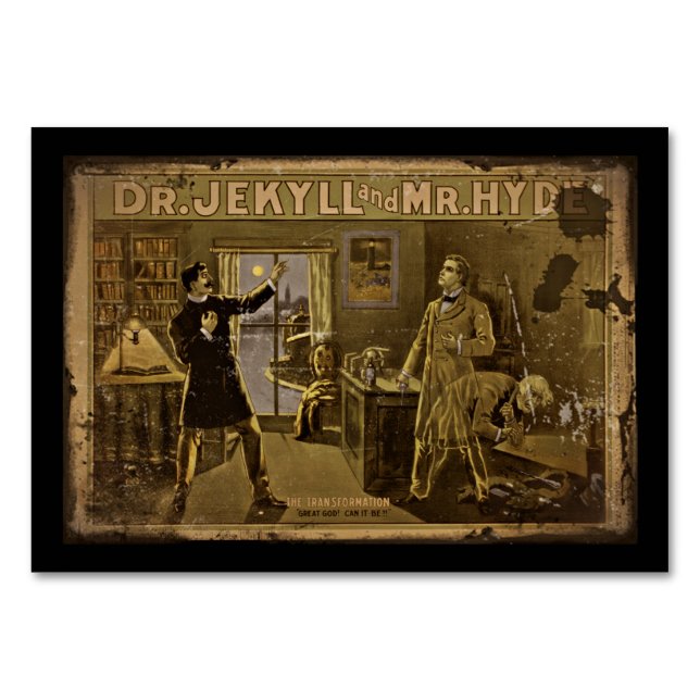 Tarjeta De Mesa Arte Jekyll y Hyde Poster (Reverso)