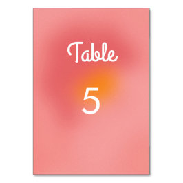 Tarjeta De Mesa Artes Únicas Retro Gradiente Naranja Rosa Boda
