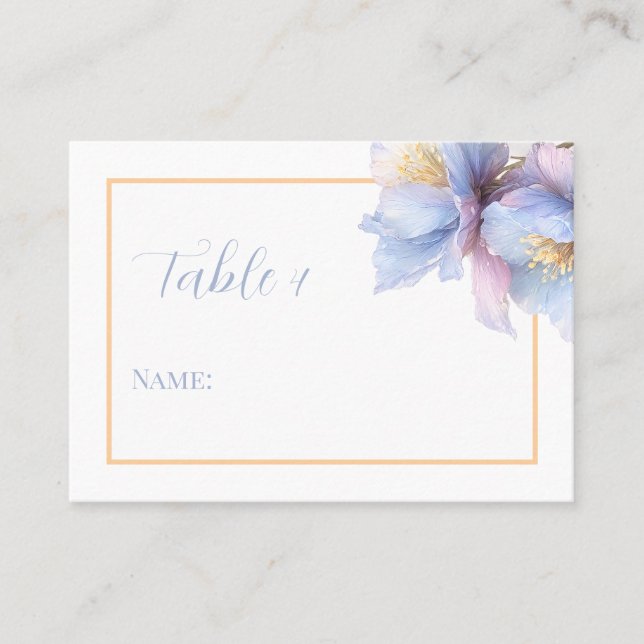 Tarjeta De Mesa Artistic Pastel Botanical Florals Wedding (Anverso)