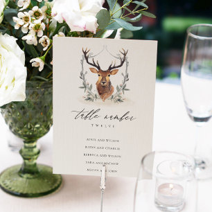 Tarjeta De Mesa Asiento de Boda de Escudo de flores de ciervo cutá