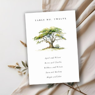 Tarjeta De Mesa Asiento de Boda de roble de color agua verde