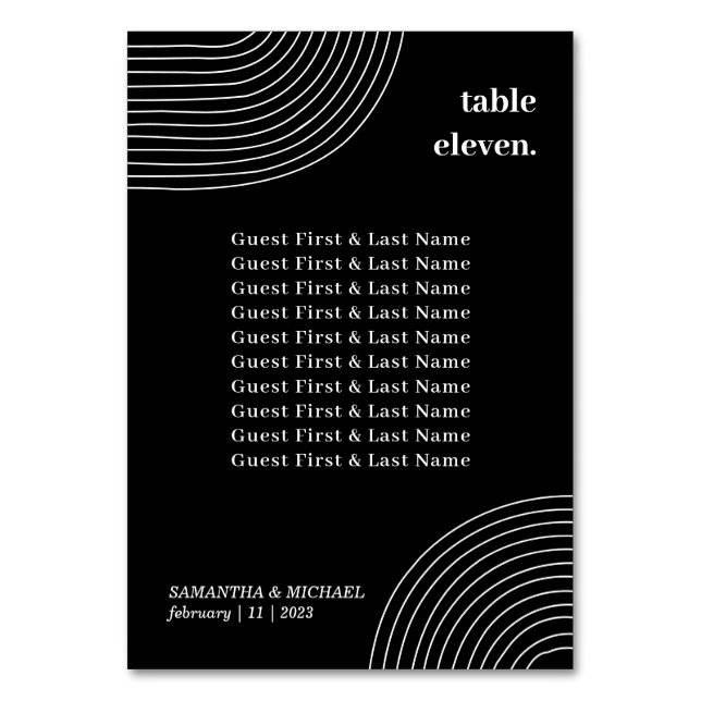 Tarjeta De Mesa Asiento de invitado de línea geométrica simple bla (Anverso)