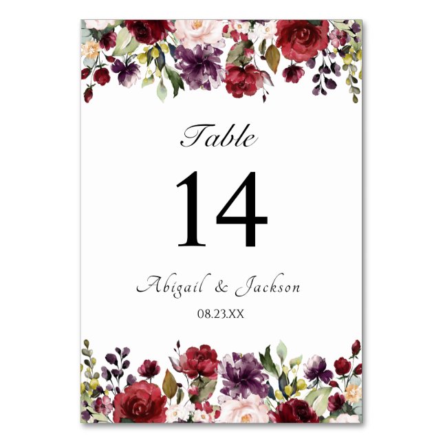 Tarjeta De Mesa Asientos clásicos de la recepción de la boda flora (Anverso)