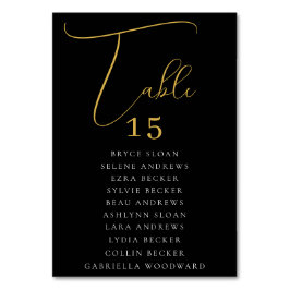 Tarjeta De Mesa Asientos con letra elegante