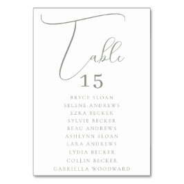 Tarjeta De Mesa Asientos con letra elegante