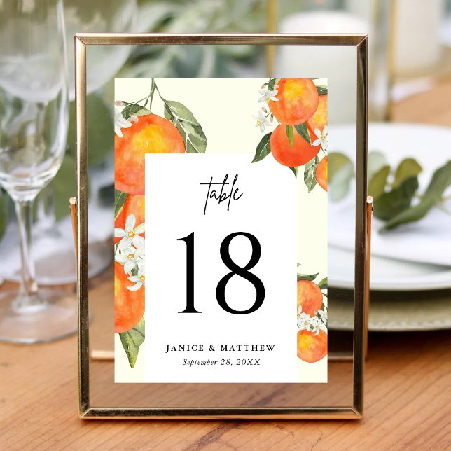 Tarjeta De Mesa Asientos de Boda Boho Abstracto Jardín Naranja (Boho abstract orange table numbers guide guests while adding warm, artistic wedding charm.)