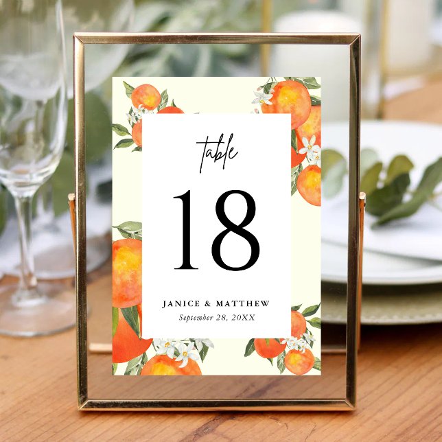 Tarjeta De Mesa Asientos de Boda Boho Abstracto Jardín Naranja (Boho abstract orange table numbers guide guests with warm, artistic wedding charm.)