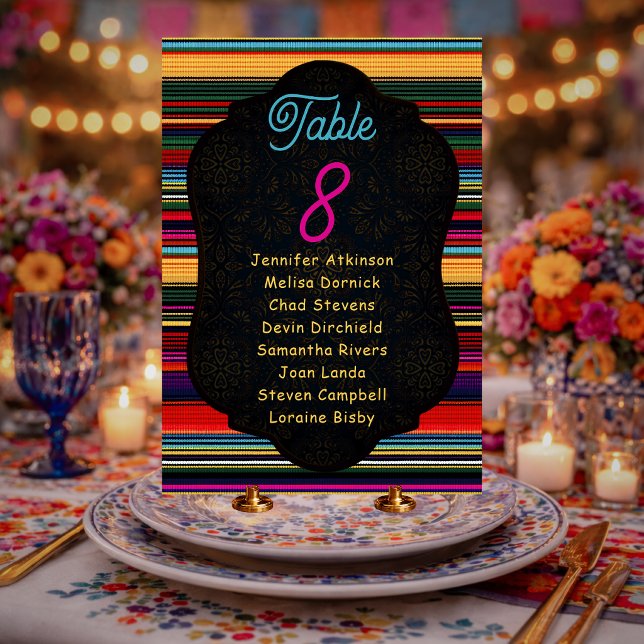 Tarjeta De Mesa Asientos de boda con flores mexicanas elegantes (Subido por el creador)