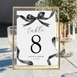 Tarjeta De Mesa Asientos de Boda con Lazo Negro
