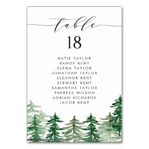 Tarjeta De Mesa Asientos de Boda de bosque de bosques de color acu