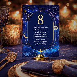 Tarjeta De Mesa Asientos de boda místicos celestiales de luna de o