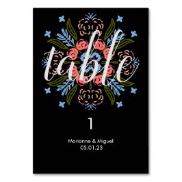 Tarjeta De Mesa Asientos de Medallón Floral Negro para Bodas