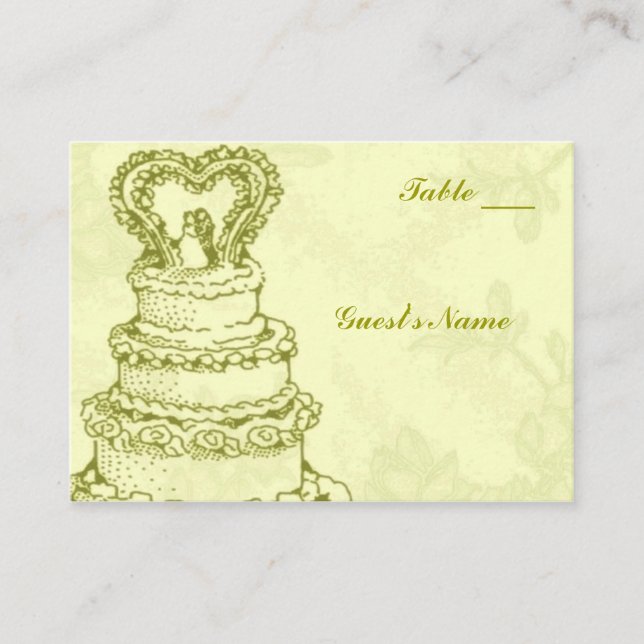 Tarjeta De Mesa Asientos de mesa de pasteles de bodas de época (Anverso)
