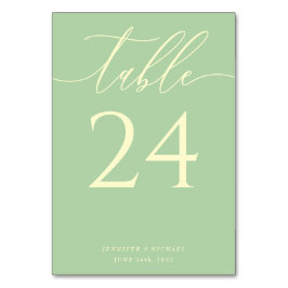 Tarjeta De Mesa Asientos elegantes sencillos de pistacho y crema