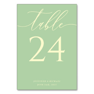 Tarjeta De Mesa Asientos elegantes sencillos de pistacho y crema
