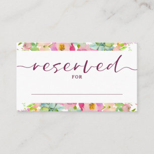 Tarjeta De Mesa Asientos Reservados de Boda con Estilo Floral Rosa