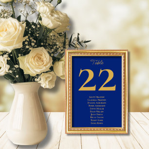 Tarjeta De Mesa Asignación de asientos de oro azul real sin tiempo